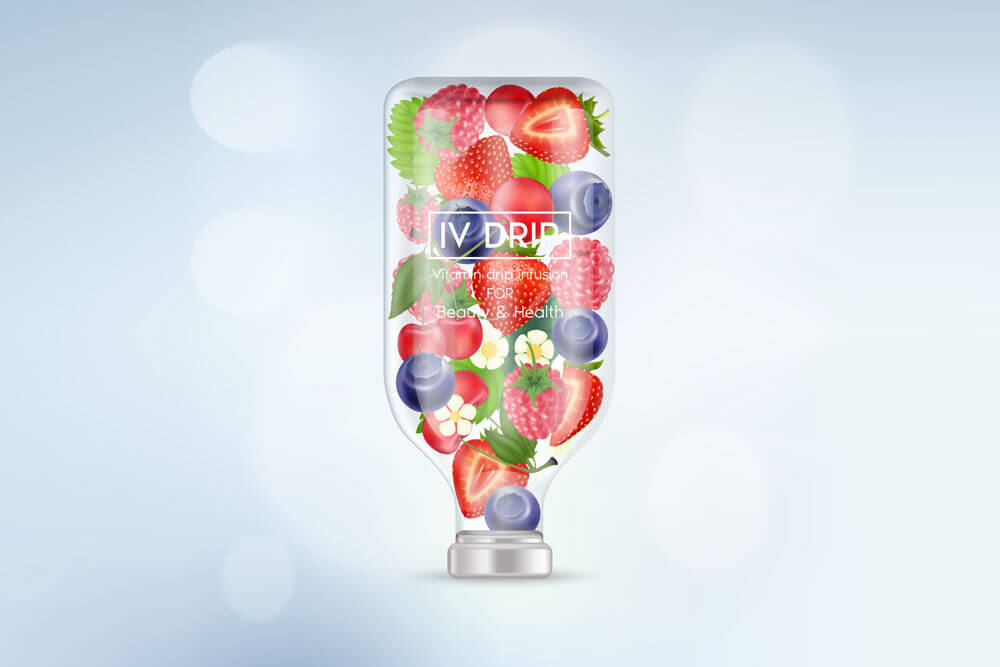 Fruits in a glass bottle